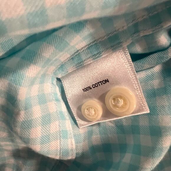 Peter Millar Men's Teal and Blue Checkered Long‎ Sleeve Dress Shirt Sz XL - Picture 5 of 11